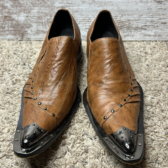 Fiesso by Aerelio Garcia Pointed Toe Metal Tip Leather Shoes Sz 10 - Picture 10 of 11